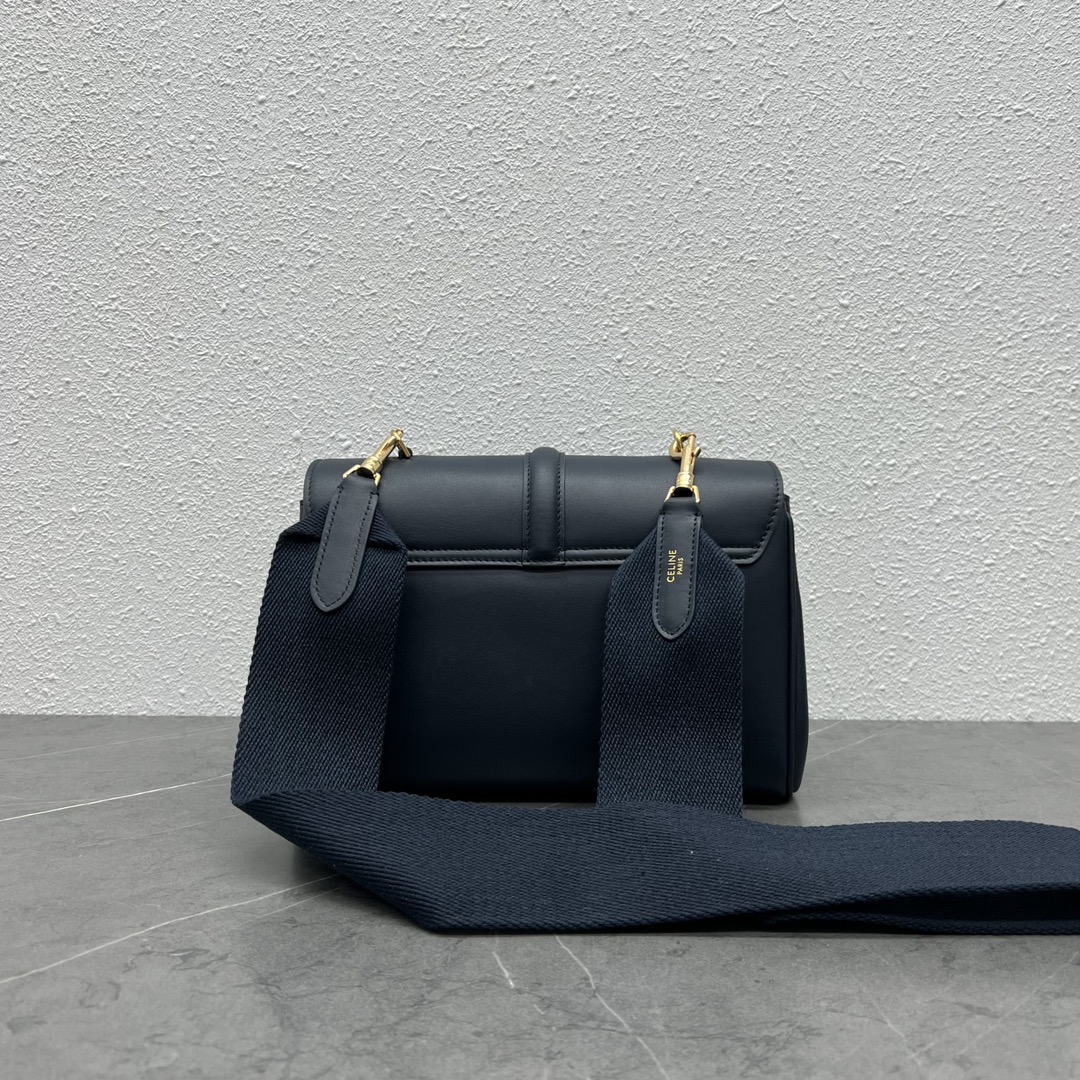 Celine Teen Soft 16 Smooth Calfskin Shoulder Bag Dark Blue 196853